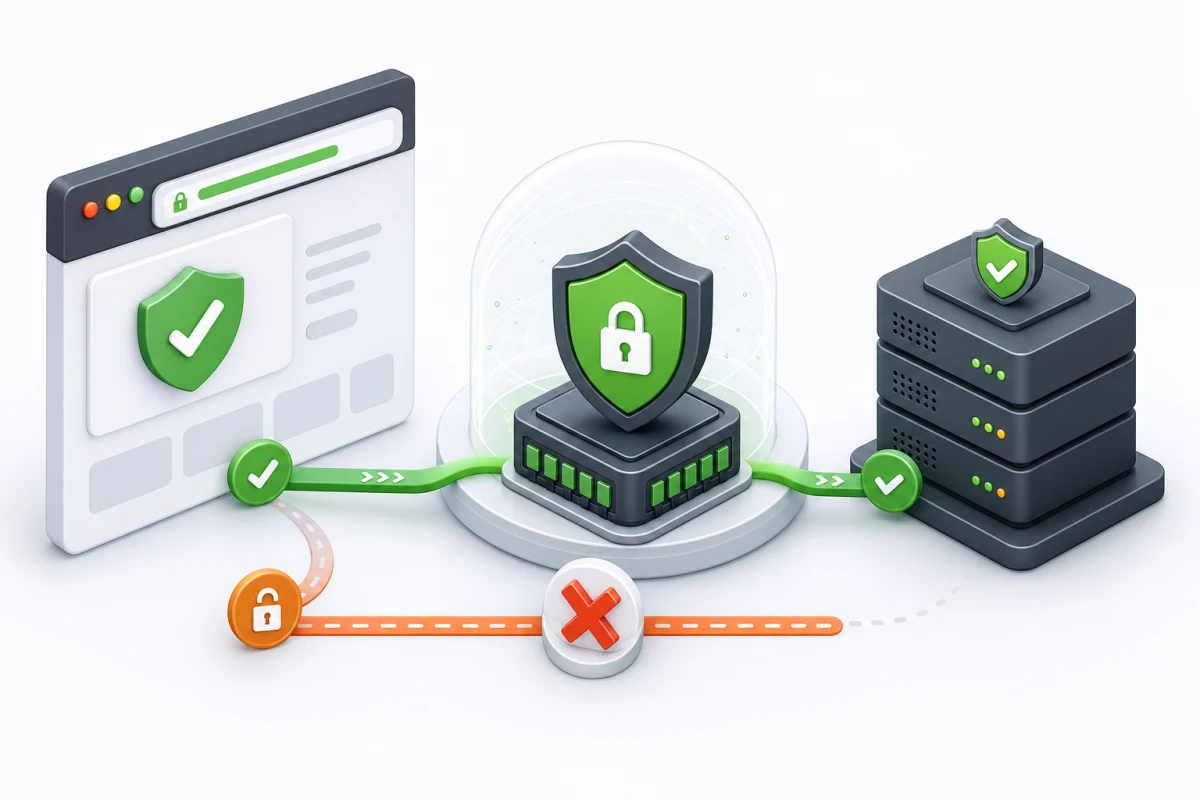 HSTS направляет повторные посещения по защищённому HTTPS и блокирует небезопасный путь
