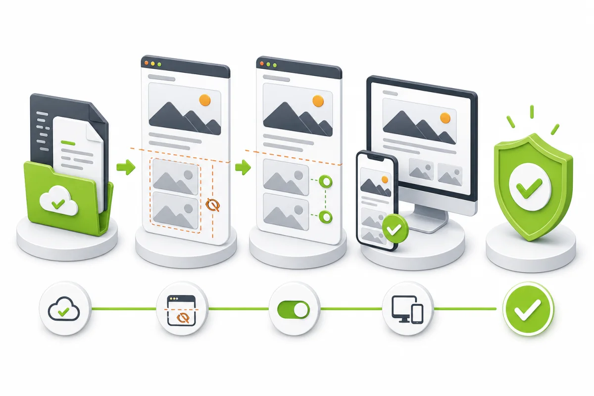 Backup, selection of below-the-fold images, lazy-loading setup and tests on desktop and mobile